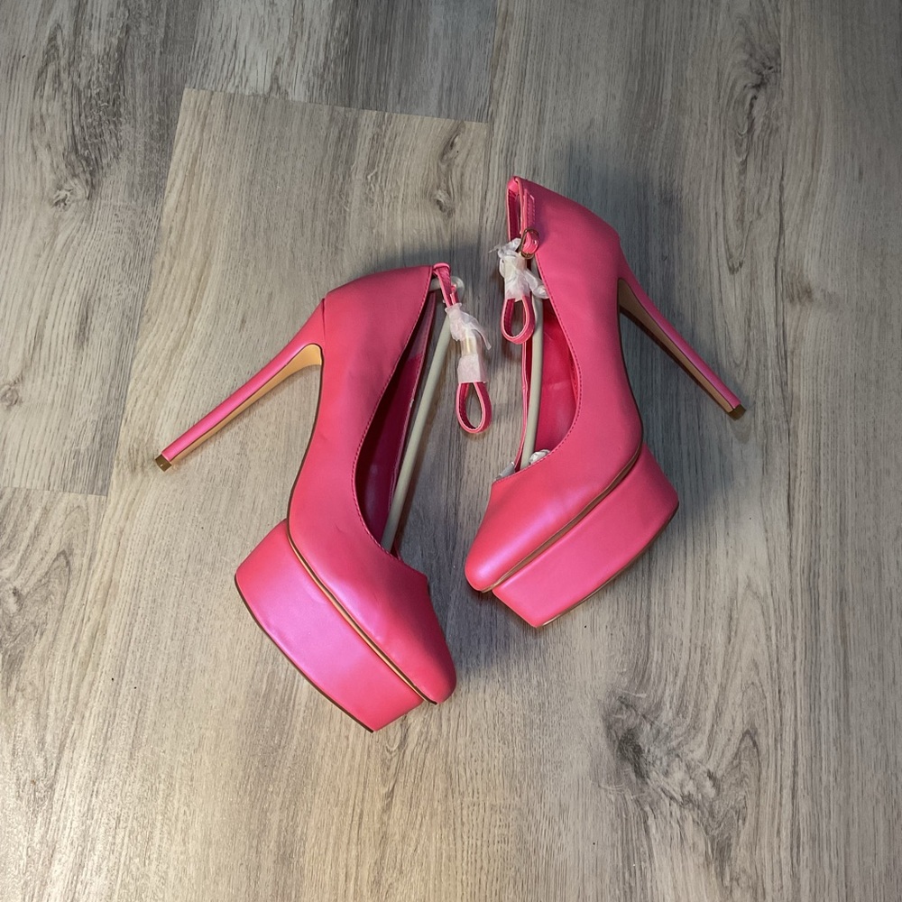 LEMON DROP: PINK HASSIBA PLATFORM HEELS
